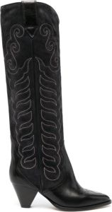 ISABEL MARANT Liela 60mm embroidered leather boots Black