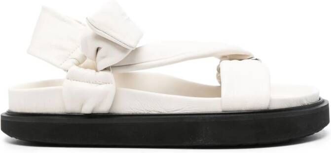 ISABEL MARANT Naori debossed-logo leather sandals White