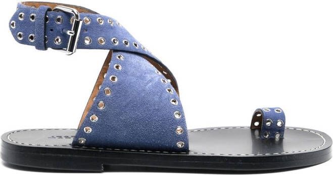 ISABEL MARANT perforated-detail suede sandals Blue