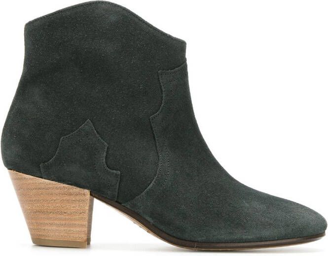 ISABEL MARANT Dicker suede Western boots Green