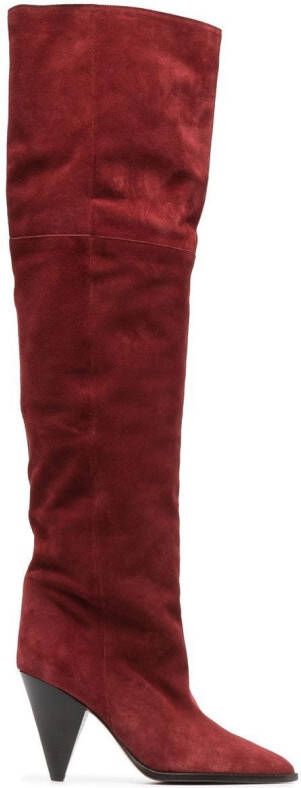 ISABEL MARANT Riria 90mm suede knee boots Red
