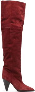 Isabel Marant Riria 90mm suede knee boots Red