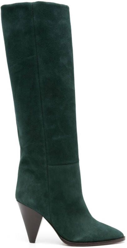 ISABEL MARANT Ririo 90mm suede leather boots Green