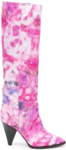Isabel Marant Ririo tie-dye 80mm knee-high boots Pink
