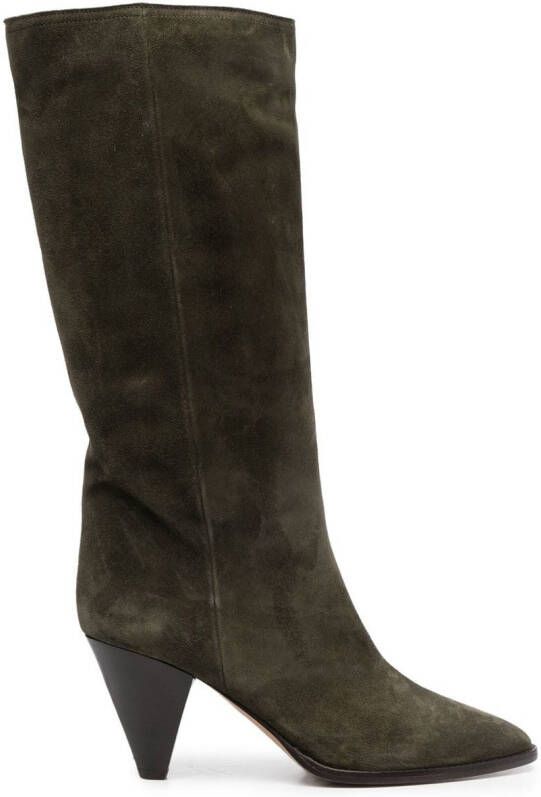 ISABEL MARANT Rouxy suede knee-high boots Green