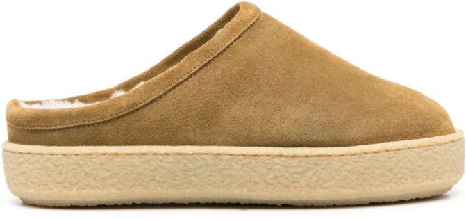 ISABEL MARANT shearling suede mules Brown