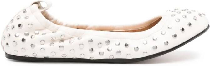 ISABEL MARANT stud-embellished leather ballerina shoes White