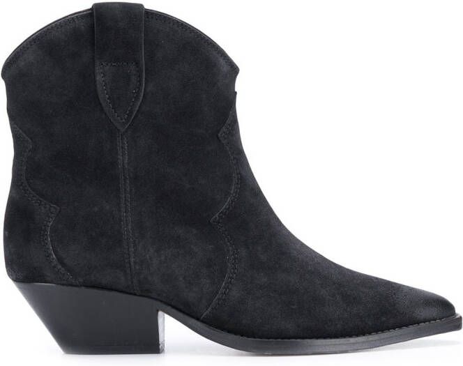 ISABEL MARANT textured pointed toe boots Black
