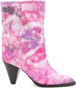 Isabel Marant tie-dye print denim boots Pink