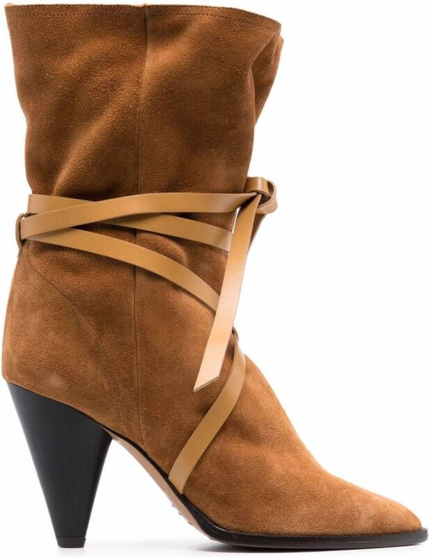 ISABEL MARANT wrap suede boots Brown
