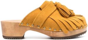 Jejia Zoccolo fringed suede clogs Yellow