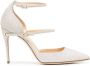 Jennifer Chamandi Enrico Ankle-Strap 105mm leather pumps Silver - Thumbnail 1