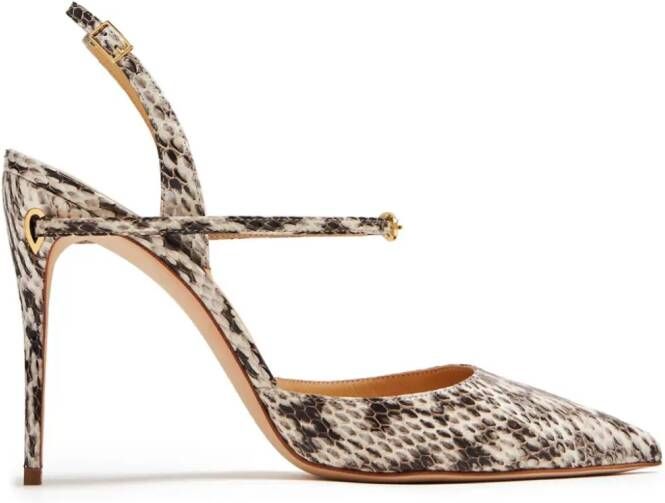 Jennifer Chamandi Vittorio 105mm snakeskin pumps Neutrals