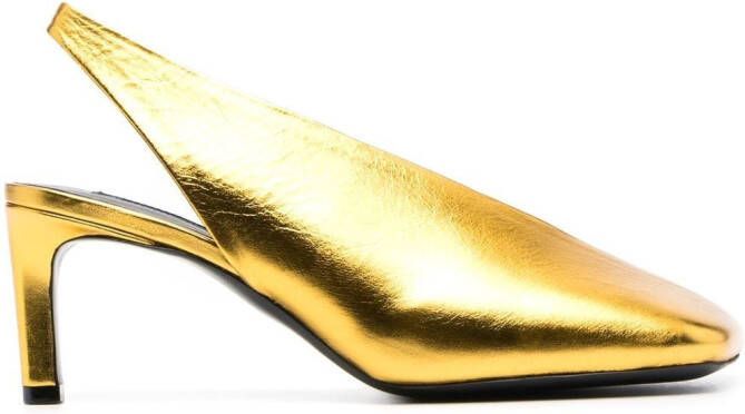 Jil Sander 70mm square-toe leather pumps Gold