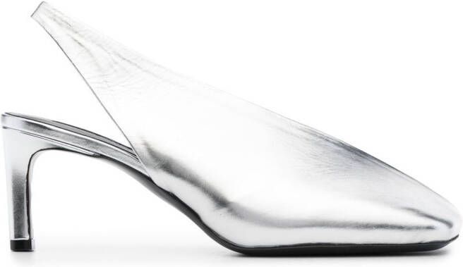 Jil Sander 75mm square-toe leather pumps Silver
