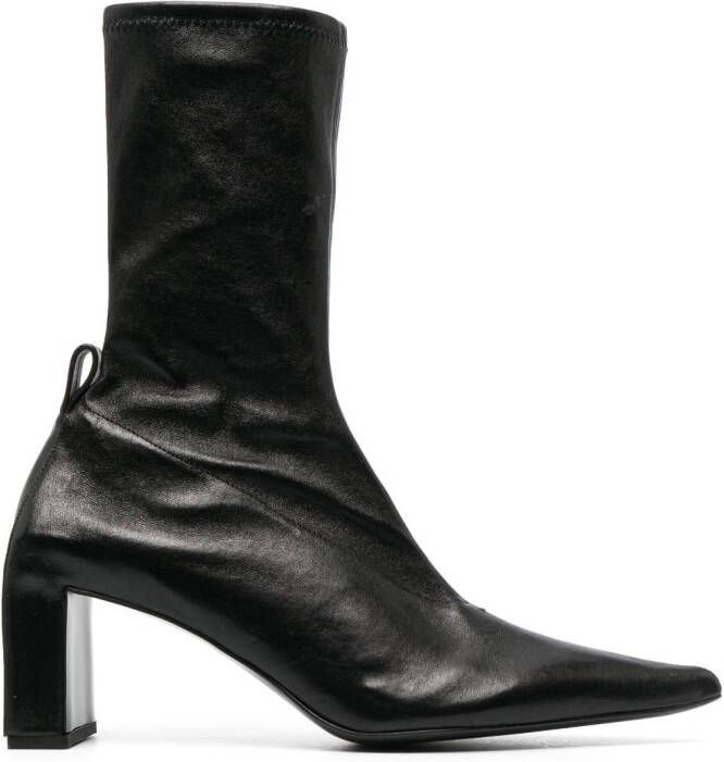 Jil Sander 90mm pointed-toe leather boots Black