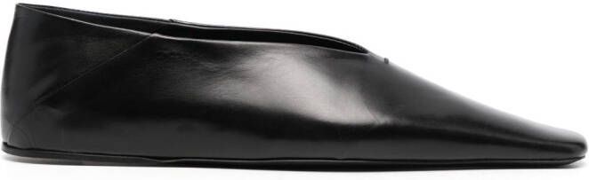 Jil Sander almond-toe leather ballerina shoes Black