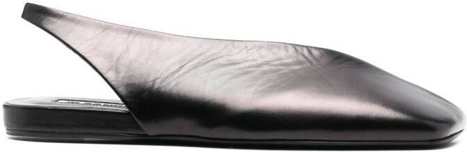 Jil Sander asymmetric-toe leather ballerina shoes Black