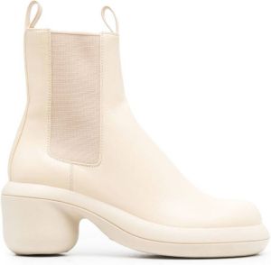 Jil Sander block-heel leather ankle boots White