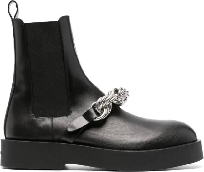 Jil Sander chain-link ankle leather boots Black