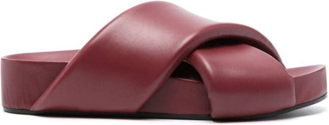 Jil Sander crossover leather sandals Red