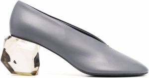 Jil Sander crystal-heel leather pumps Grey