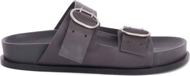 Jil Sander flat buckled leather sandals Grey