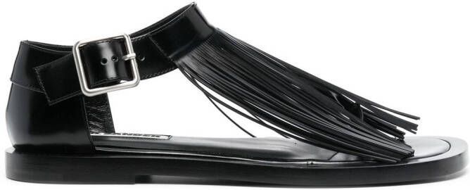 Jil Sander fringe-detail leather sandals Black