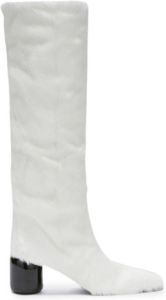 Jil Sander 70mm goat-fur knee-high boots White