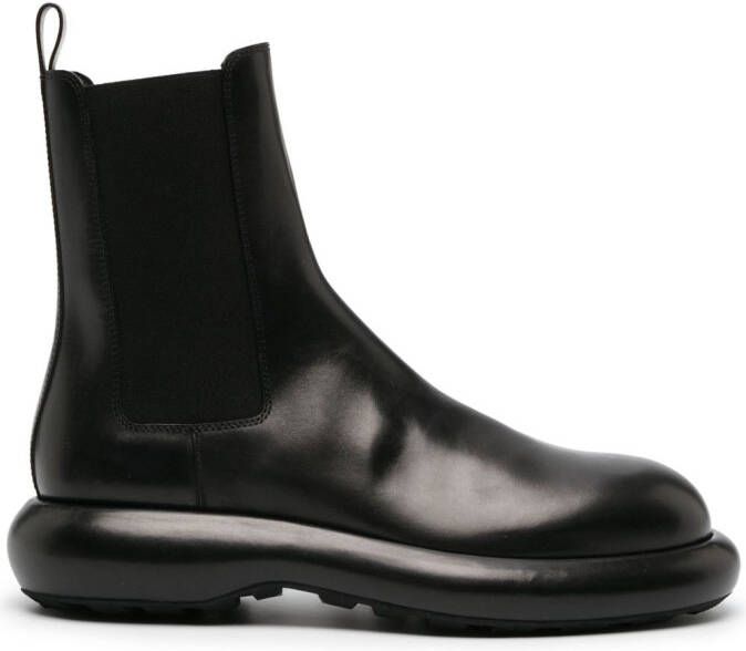 Jil Sander round-toe leather ankle boots Black