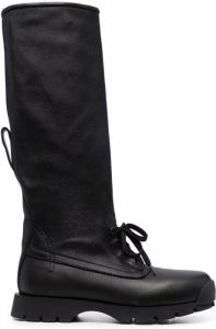 Jil Sander knee-high lace-up boots Black