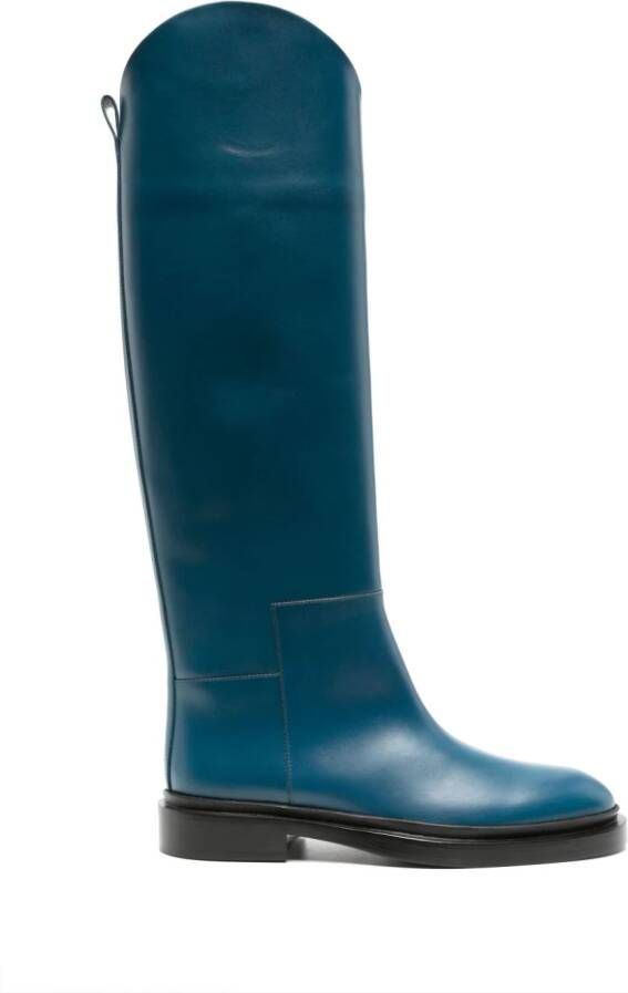 Jil Sander knee-high leather boots Blue
