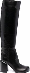 Jil Sander knee-length high-heel leather boots Black