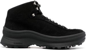 Jil Sander lace-up suede hiking boots Black