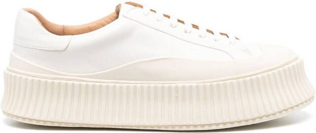 Jil Sander leather flatform sneakers White