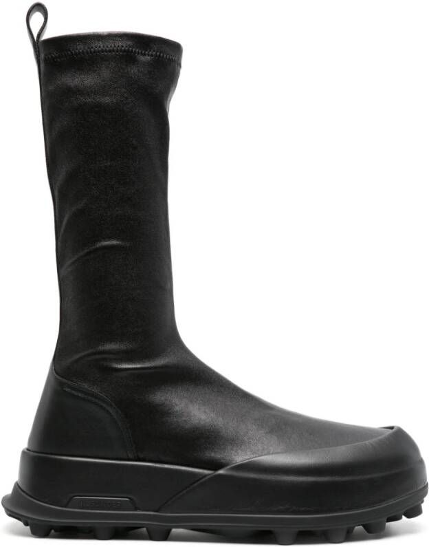 Jil Sander leather platform boots Black