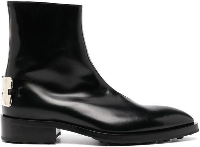 Jil Sander logo-plaque leather boots Black