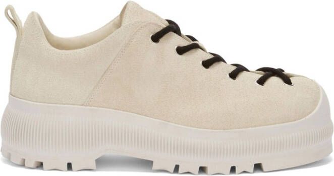 Jil Sander lug-sole suede sneakers Neutrals