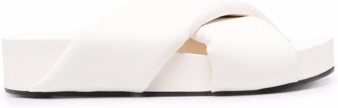 Jil Sander padded crossover slides White