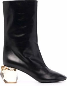Jil Sander perspex-heel ankle boots White