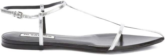Jil Sander pointed open-toe leather sandals Silver