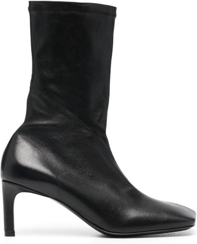 Jil Sander slanted 70mm square-toe ankle boots Black