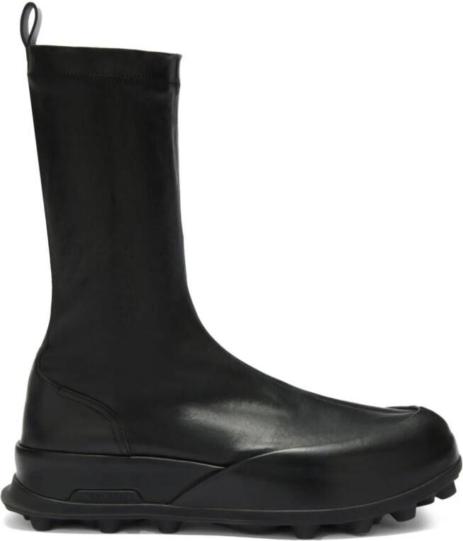 Jil Sander slip-on leather boots Black