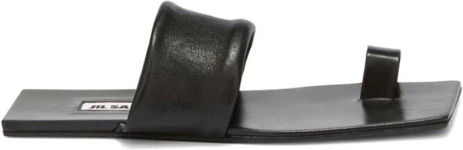 Jil Sander square open-toe leather sandals Black