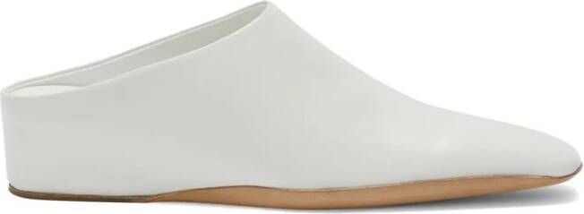 Jil Sander square-toe leather mules White