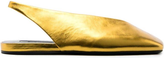 Jil Sander square-toe metallic ballerina shoes Gold