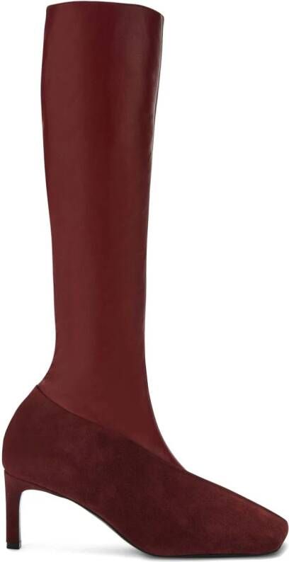 Jil Sander suede-panelled leather boots Red