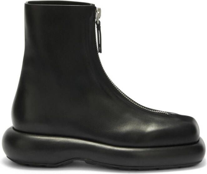 Jil Sander zip-up leather boots Black