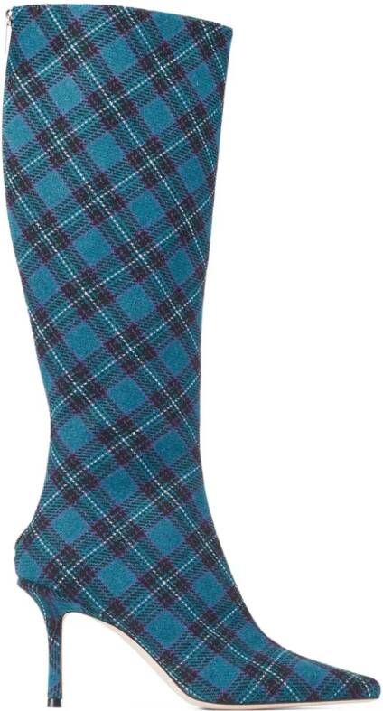Jimmy Choo Agathe 85mm check-pattern boots Blue