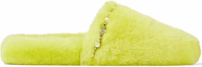 Jimmy Choo Aliette shearling slippers Green